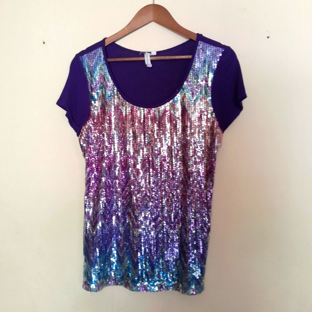 SUSAN LAWRENCE Sequin Top SIZE M